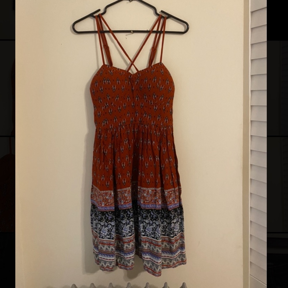 Xhilaration Red Patterned Dress
